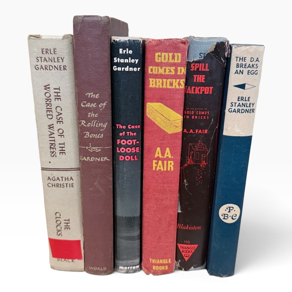 Vintage Mystery Book Lot Erle Stanley Gardner Agatha Christie Perry Mason 6pc